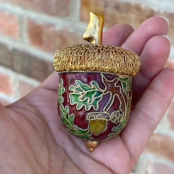 Cloisonne Mini Acorn Trinket Gold tones - Picture 2 of 5